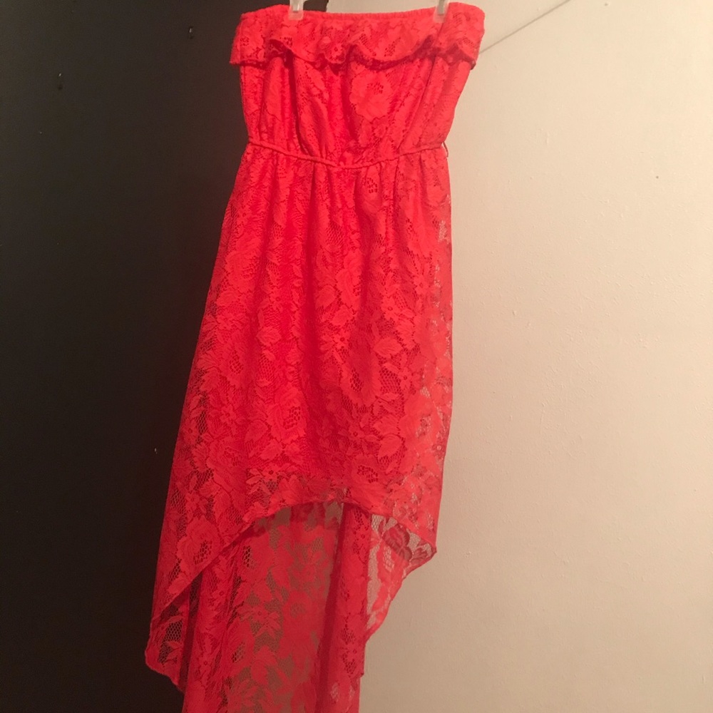 High - low red - pink dress